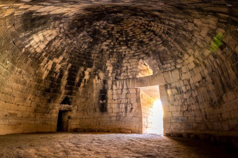 Inside the treasury of Atreus. Mycenae, Peloponnese.