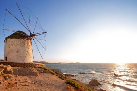 Vintage windmills. Mykonos, Cyclades.