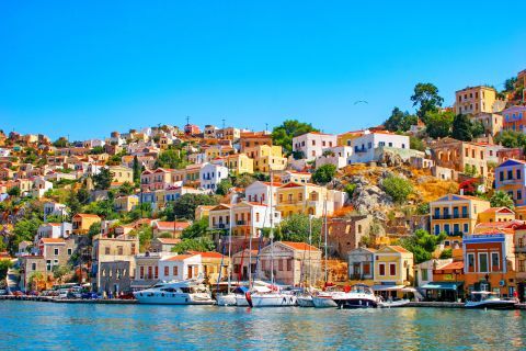 View of Chora. Symi, Dodecanese.