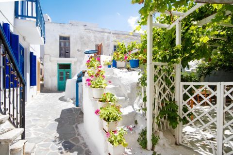 Traditional whitewashed buildings in Naxos Town