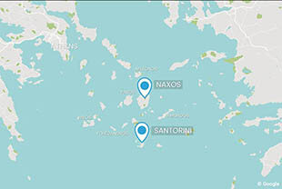 Naxos Santorini on map