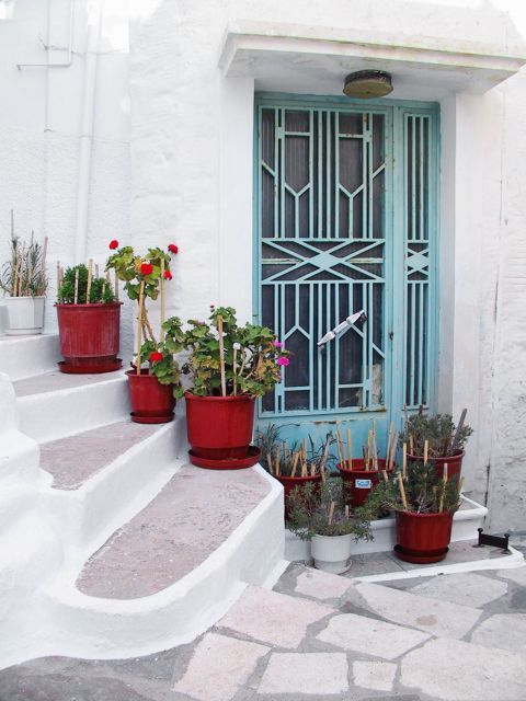 Cycladic house with flowers