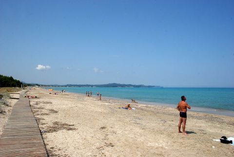 A few people across Almyros Beach