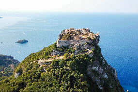 Aerial view of Aggelokastro castle