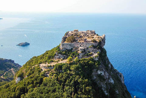Aerial view of Aggelokastro castle