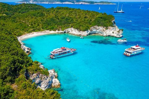 Exotic waters and lush vegetation. Voutoumi beach, Antipaxi.