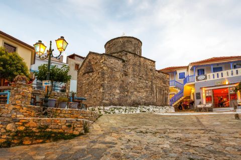 Stone-built church on the main square of Alonissos Town.