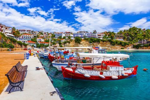 The small port of Patitiri village, Alonissos.