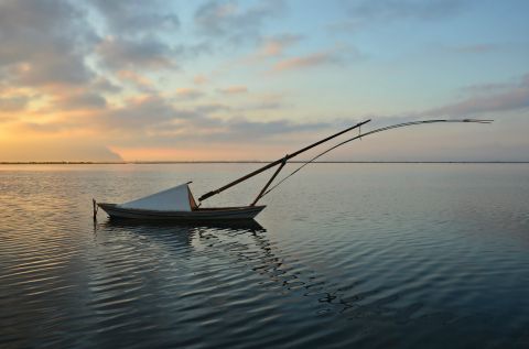 Fishing boat on the Sea Lake of Mesolongi