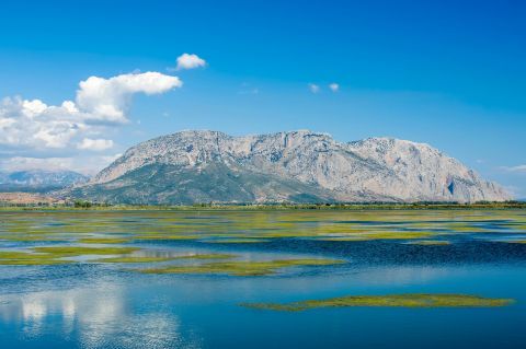 Impressive mountainous landscape. Sea Lake, Mesolongi.