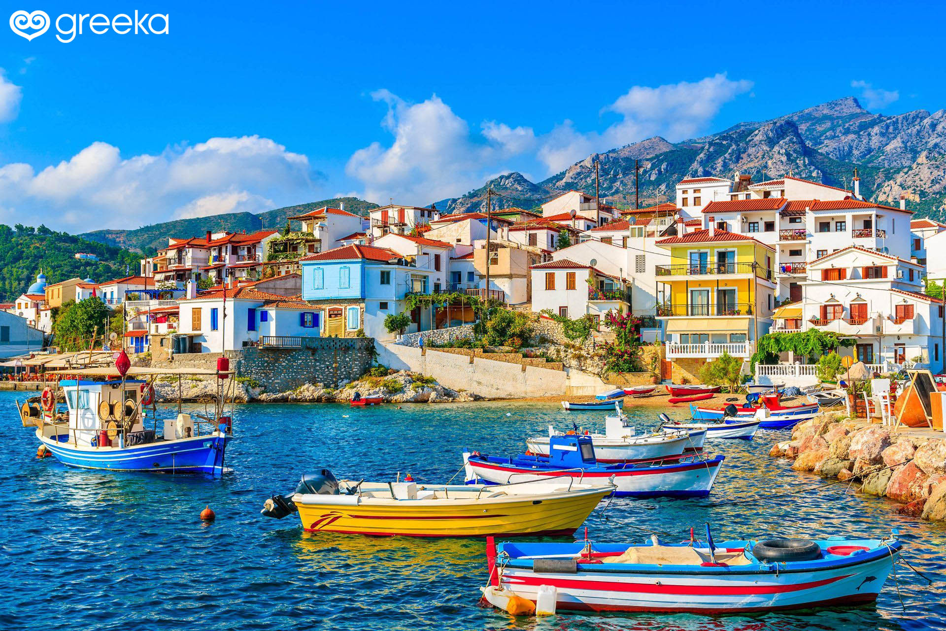 picturesque greek island on aegean sea